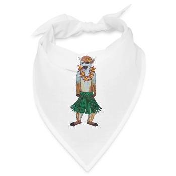 Totenkopfäffchen Affe Hawaii Hulaaffe Hula Hoola - Bandana - Weiß - Vorne
