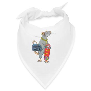 Skater Ratte Hip Hop Rap Skaterratte - Bandana - Weiß - Vorne