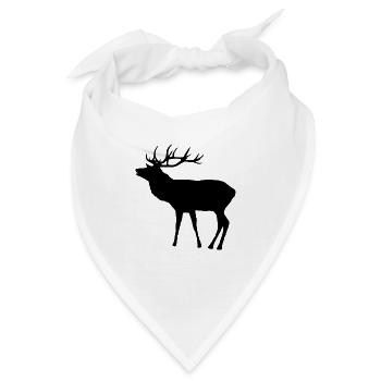 Hirsch in schwarz mit Geweih, Hirsche, Rehbock - Bandana - Weiß - Vorne