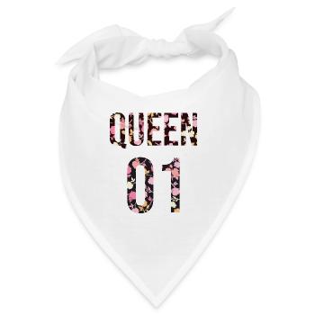 Queen King Queen Pärchenoutfit Blumenmuster - Bandana - Weiß - Vorne