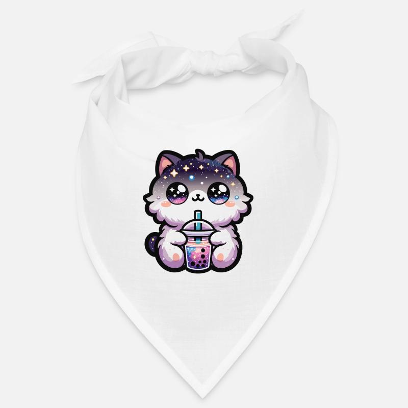 Cats Drinking Bubble Tea Galaxy Boba Cat Bandana