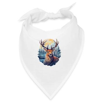 Hirsch in Winterlandschaft - Bandana - Weiß - Vorne