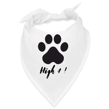 High 4 - coole süße Pfote Hund Katze /black - Bandana - Weiß - Vorne