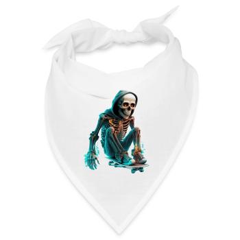 Skelett das Skateboard fährt - Bandana - Weiß - Vorne