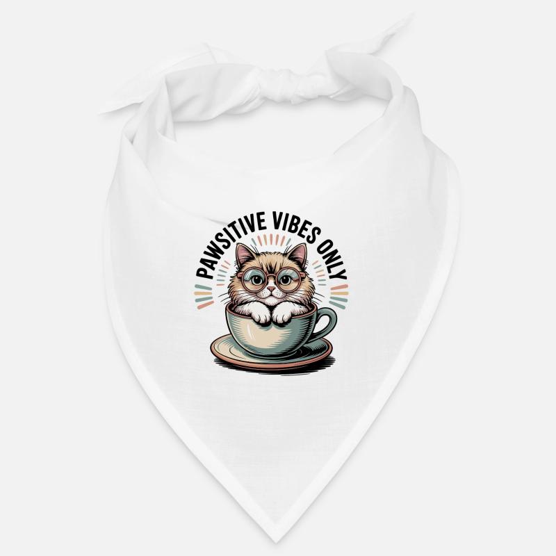 Pawsitive Vibes Only – Cat in a Cup Bandana