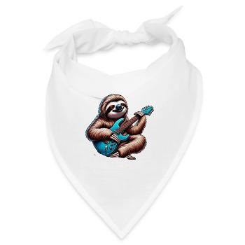Cooler Faultier E-Gitarre Gitarrist - Bandana - Weiß - Vorne