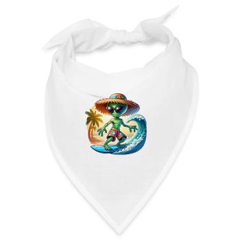 Lustiges kleines Alien auf Surfboard - Bandana - Weiß - Vorne
