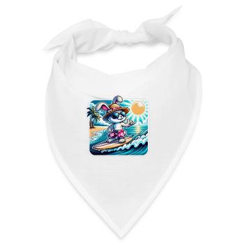 Lustiger Hase auf Surfboard bei Sonnenschein - Bandana - Weiß - Vorne