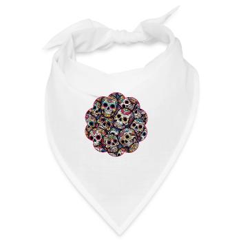 Buntes dekoratives Skullmuster - Bandana - Weiß - Vorne