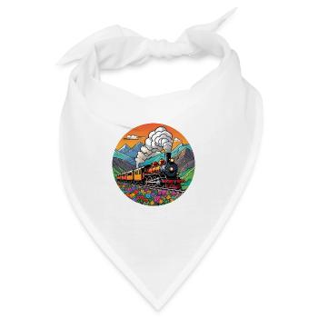 Nostalgischer Eisenbahnzug qualmender Lokomotive - Bandana - Weiß - Vorne
