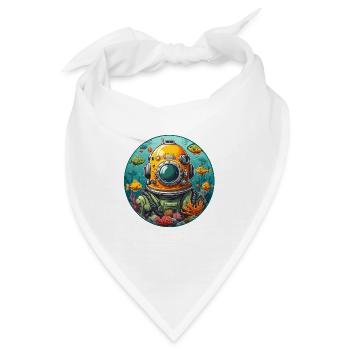 Taucherhelm mit Fischen auf dem Meeresgrund - Bandana - Weiß - Vorne
