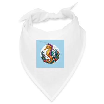Hübsches dekoratives Seepferdchen - Bandana - Weiß - Vorne