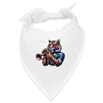 Tiger Mit Trompete In Anzug - Bandana - Weiß - Vorne