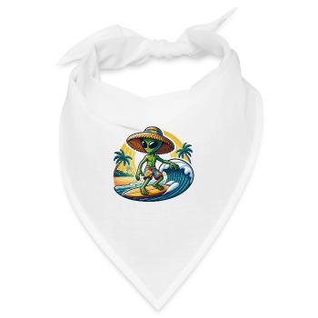 Lustiges kleines Alien auf Surfboard - Bandana - Weiß - Vorne
