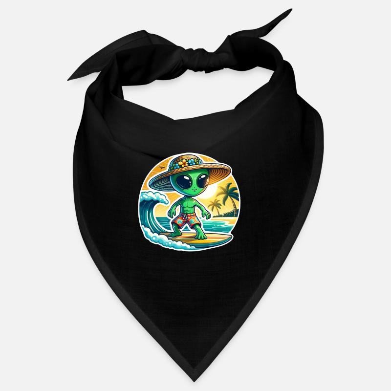 Funny little alien on surfboard Bandana