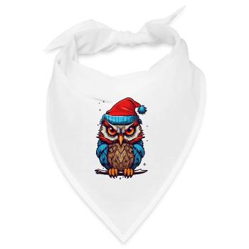 Süße Eule mit Weihnachtsmütze Kawaii Geschenk - Bandana - Weiß - Vorne