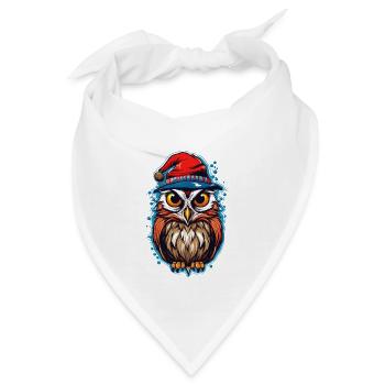 Süße Eule mit Weihnachtsmütze Kawaii Geschenk - Bandana - Weiß - Vorne