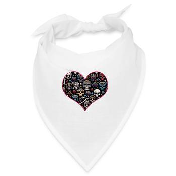 Buntes dekoratives Skullmuster - Bandana - Weiß - Vorne