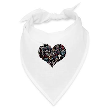 Buntes dekoratives Skullmuster - Bandana - Weiß - Vorne