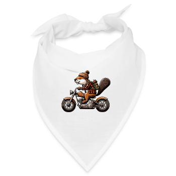 Cooler Biber Auf Motorrad Abenteuer - Bandana - Weiß - Vorne
