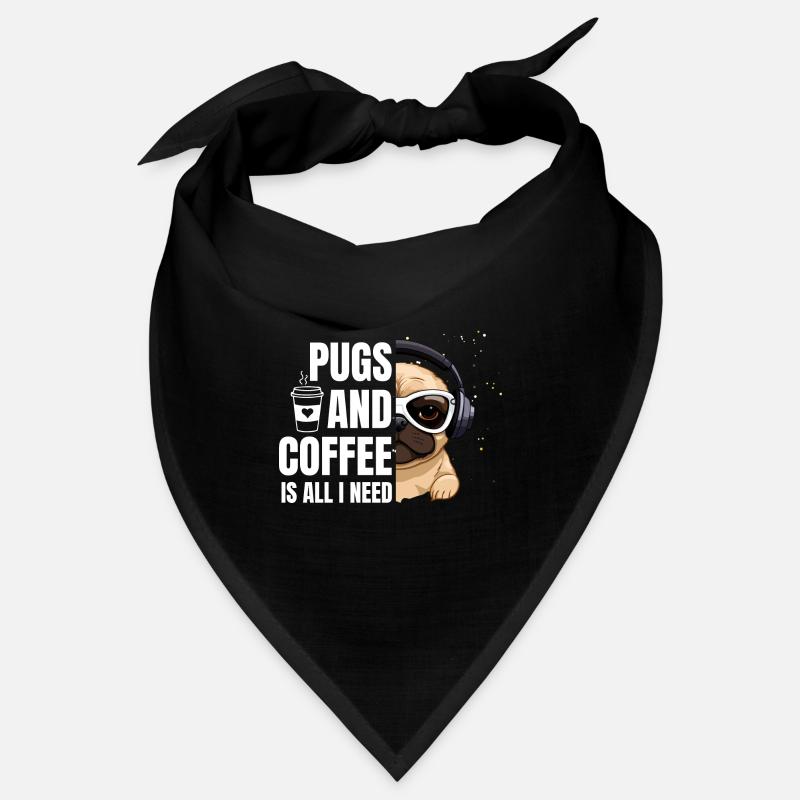 Cooler Kopfhörer Mops & Kaffee Design Bandana