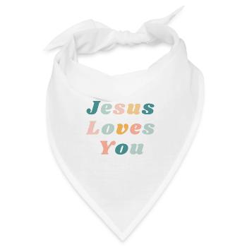Jesus liebt dich - Happy Colorful Vibe Christian - Bandana - Weiß - Vorne