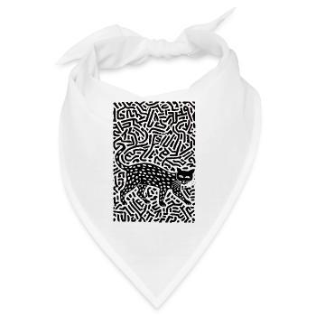 Psychedelische Schwarze Katze - Bandana - Weiß - Vorne