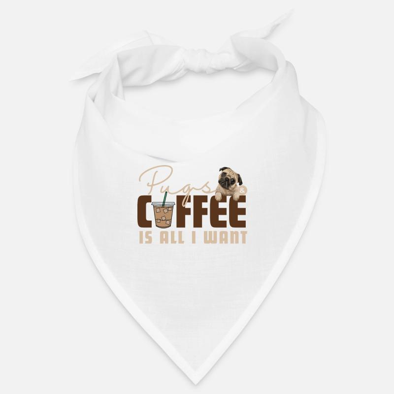 Stylisches Möpse & Kaffee Schrift-Design Bandana