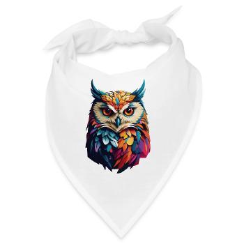 Bunte grafisch Eule für Eulenfans und Vogelfreunde - Bandana - Weiß - Vorne