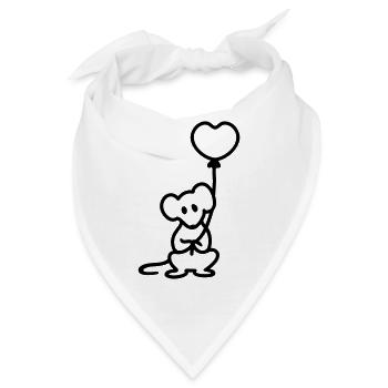 Maus + Ballon - Line - Bandana - Weiß - Vorne
