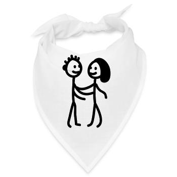 Strichmännchen Paar - line - Bandana - Weiß - Vorne