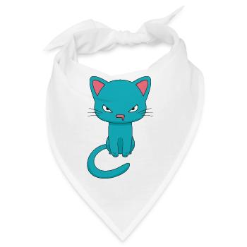 Angry Kawaii Cat - Bandana - Weiß - Vorne