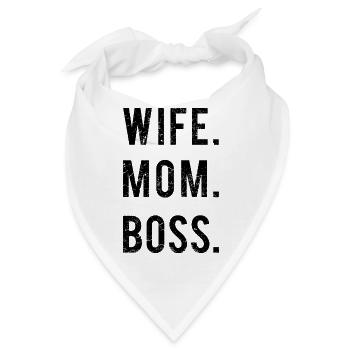 Wife Mom Boss Schwarz - Bandana - Weiß - Vorne