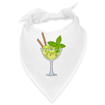 Eis Speiseeis Eiskrem Eiscreme Kugeleis Eisbecher - Bandana - Weiß - Vorne