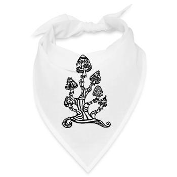 Magic mushrooms, Zauber Pilze, psychedelic, - Bandana - Weiß - Vorne
