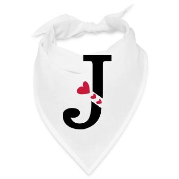 Großbuchstabe J mit Herzen - Bandana - Weiß - Vorne