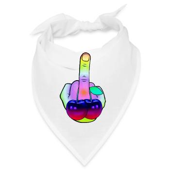 Stinkefinger Fuck you Kirsche Cherry - Bandana - Weiß - Vorne