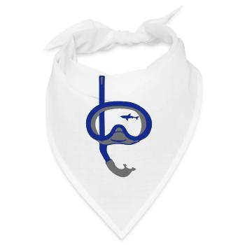 Taucherbrille und Hai - Bandana - Weiß - Vorne