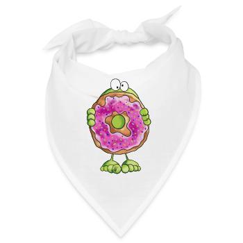 Frosch versteckt sich hinter Donut - Cookie - Bandana - Weiß - Vorne