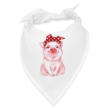 Süß Ferkel mit Stirnband Schwein - Bandana - Weiß - Vorne