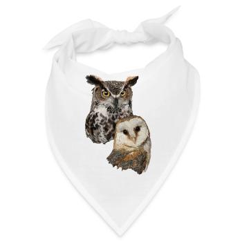 Schleiereule und amerikanische Eule - Bandana - Weiß - Vorne