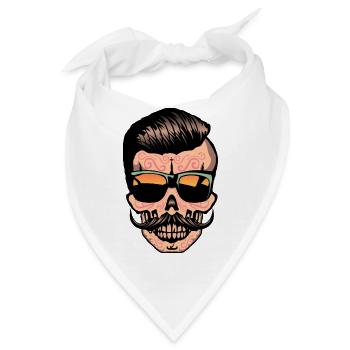mexikanischen hipster Totenkopf Schnauzbart - Bandana - Weiß - Vorne