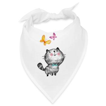 Katzen Katzenmutter Katzenkind Katze Meow Meoww - Bandana - Weiß - Vorne