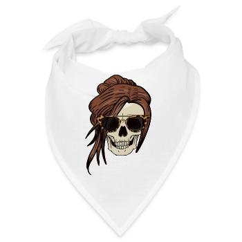Stylischer Frauen Totenkopf - Bandana - Weiß - Vorne
