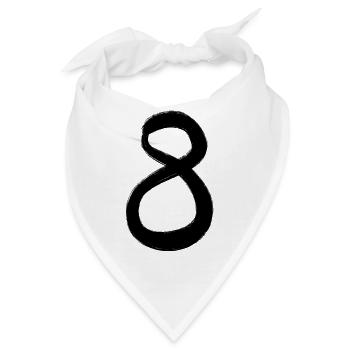 8 Acht Zahl Handgemalt Schwarz Geschenkidee - Bandana - Weiß - Vorne