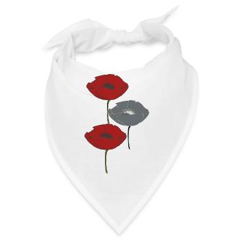mohnblumen und grau - Bandana - Weiß - Vorne