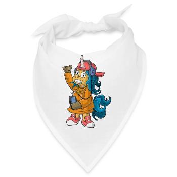 Hip Hop Einhorn - Bandana - Weiß - Vorne
