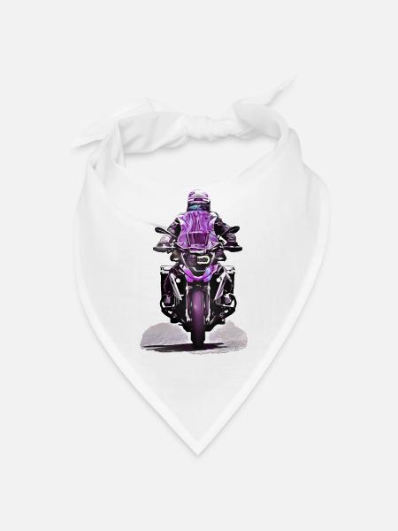 GS Motorradfahrer lila - Bandana - Weiß - Vorne