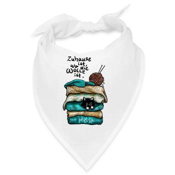 Zuhause ist, wo die Wolle ist - und die Katze - Bandana - Weiß - Vorne