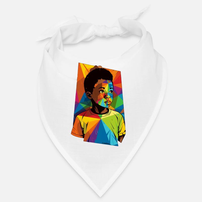 Geometrisches Kinderporträt mit lebendigen Farben Bandana
